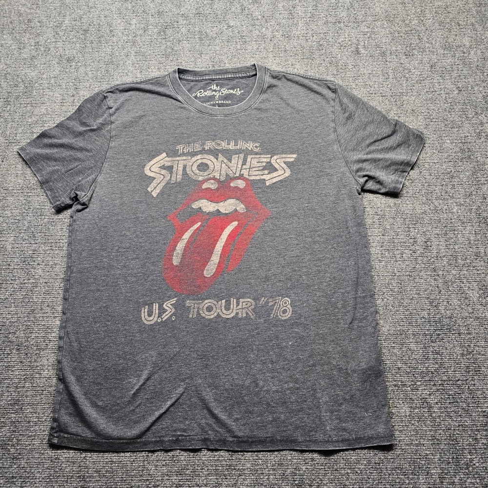 Lucky Brand The Rolling Stones US Tour 78 Graphic T-Shirt Gray Mens Large